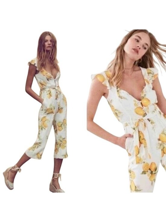 For Love And Lemons Pants - For Love and Lemons Limonada Jumpsuit Limon  Romper One Piece Summer  Sz XS